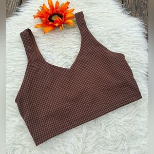 Brown Houndstooth V-Neck bra / Crop Top - Women